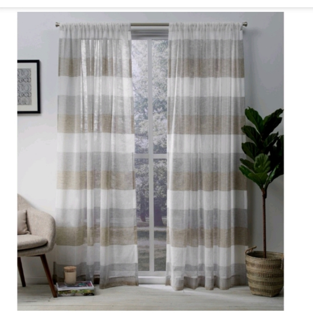 Bern Striped Sheer Curtains 54"×84"